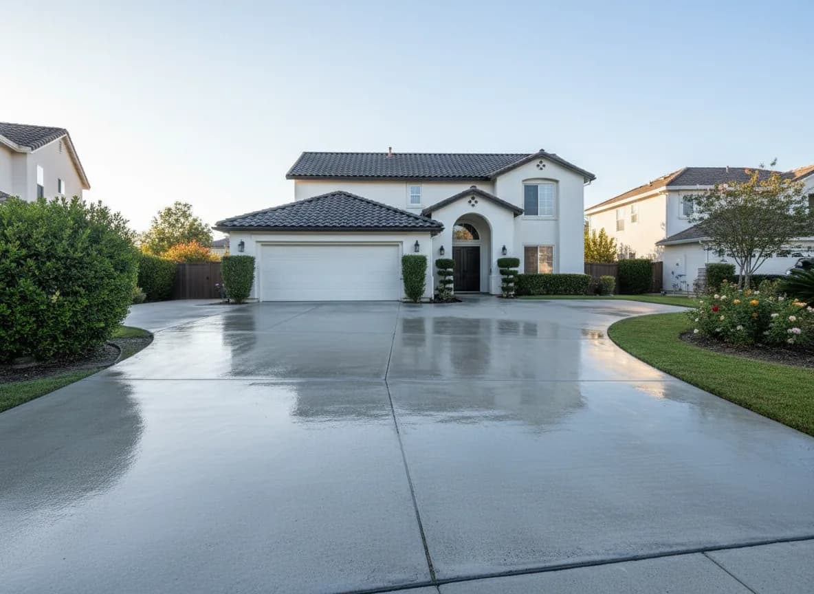 Clean restored Jacksonville concrete driveway after professional pressure washing