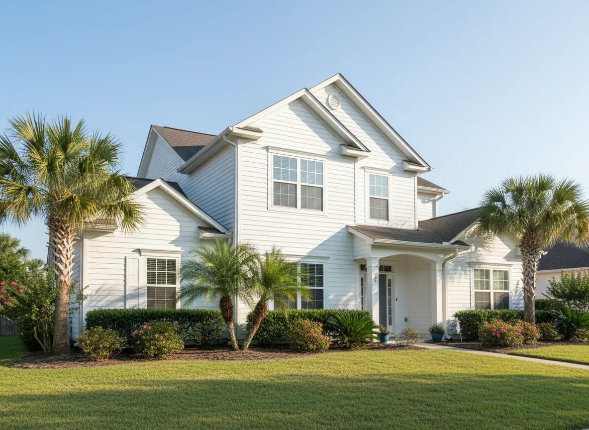 Clean white vinyl siding after professional soft wash treatment