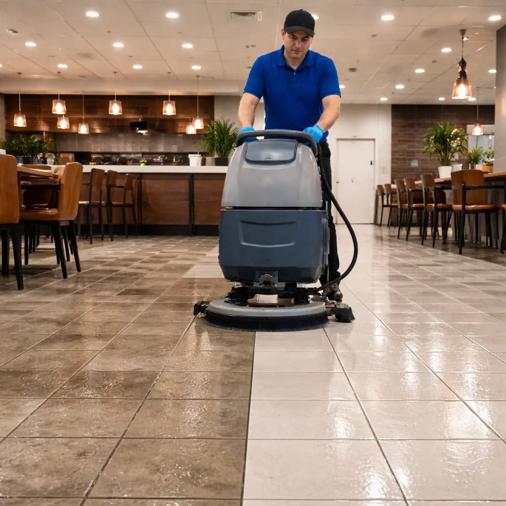 Clean commercial floor after deep cleaning