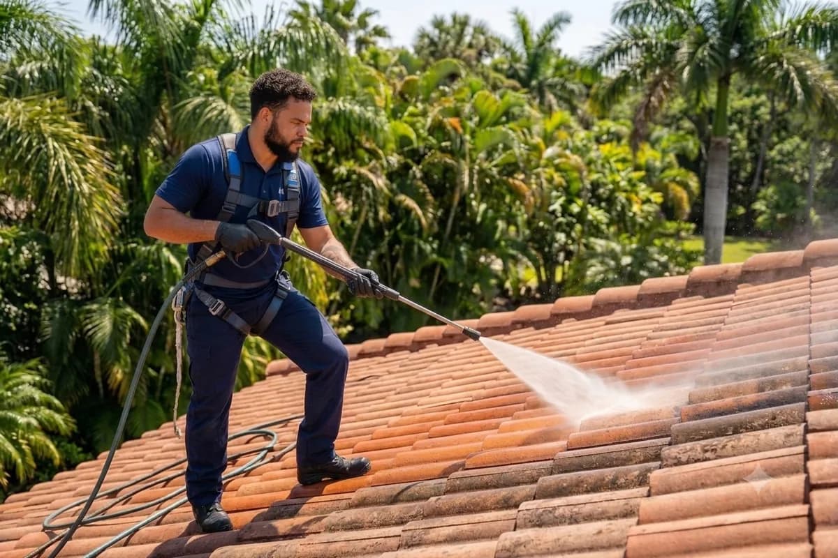 Clean residential roof after professional soft wash cleaning